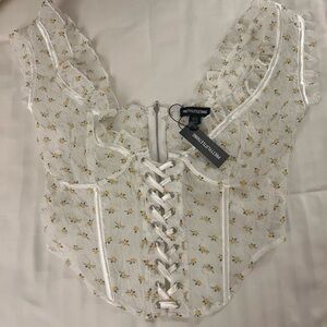 PrettyLittle Thing corset lace top with zipper in back. Brand new